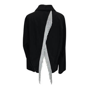 Shein Chic Black Women's Blazer with Sparkling Silver Fringe Back/XL